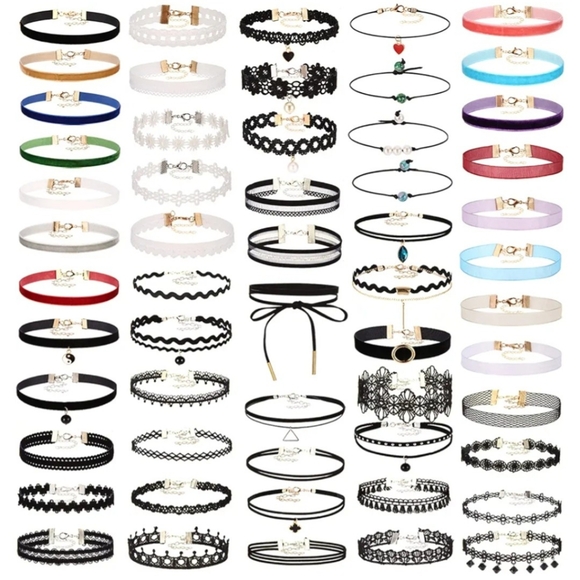 $25 -5 each MYSTERY BOX GRAB BAG each about 14 in long unclasped TATTOO CHOKER - Picture 3 of 5